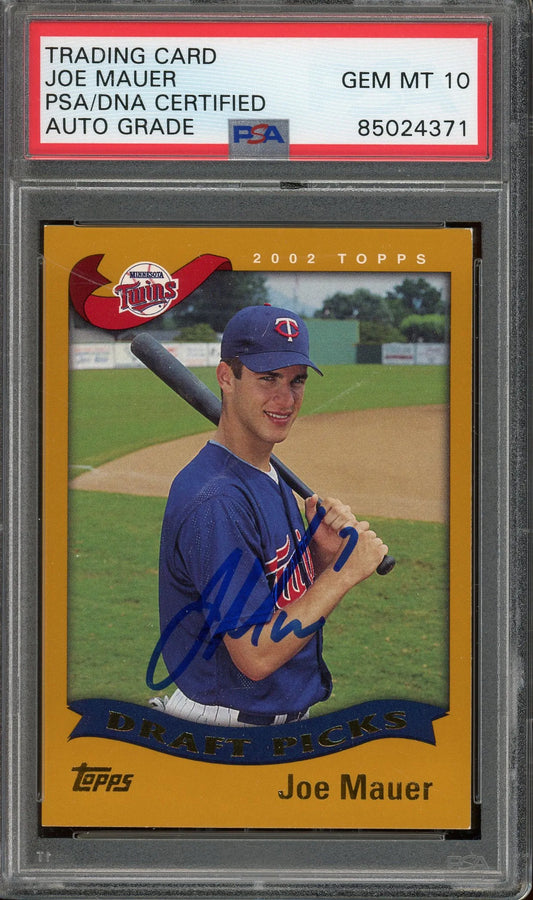 Joe Mauer Signed 2002 Topps Rookie Baseball Card #622 – Auto Graded Gem Mint 10! (PSA/DNA Encapsulated)