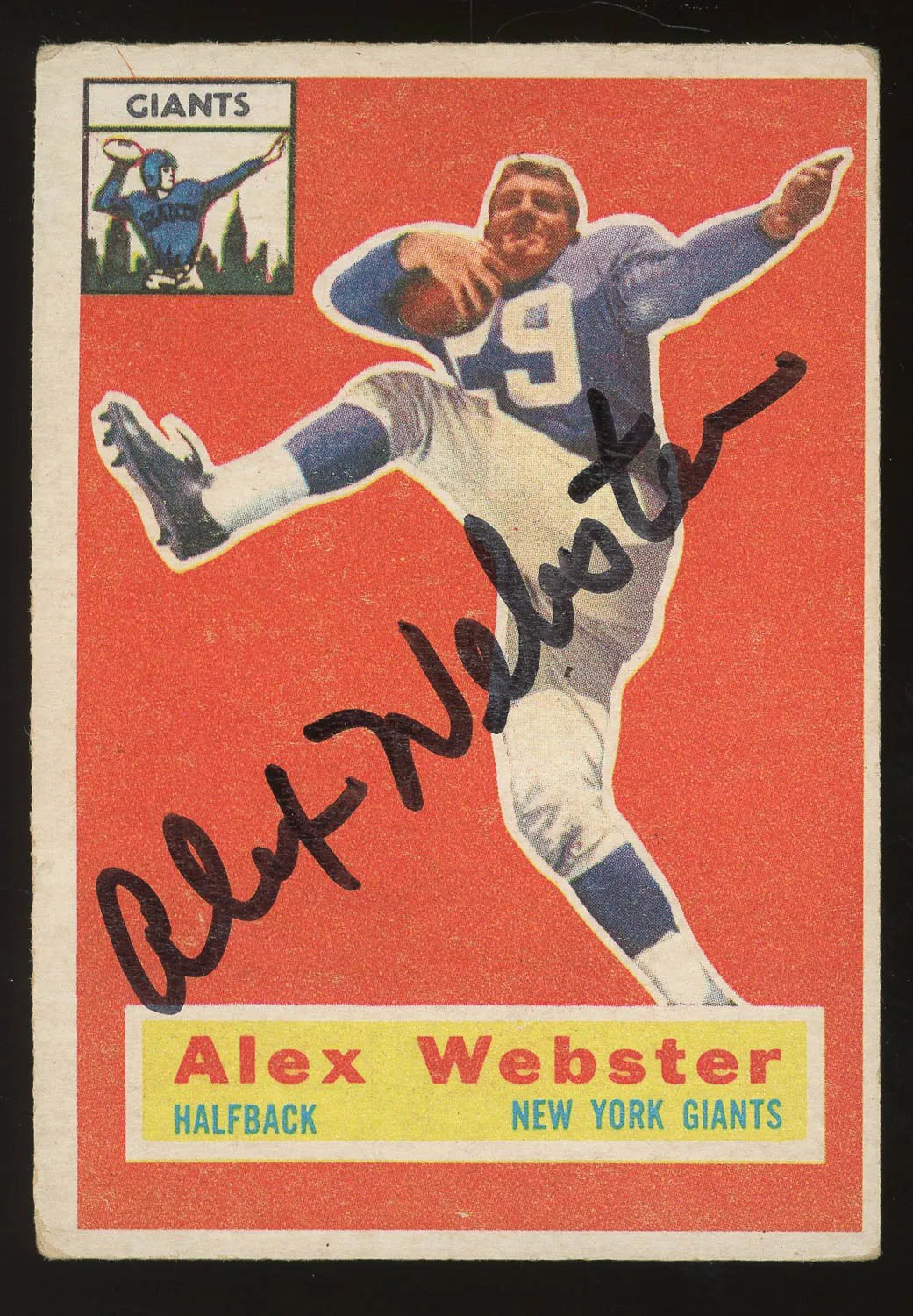 Alex Webster Signed 1956 Topps Card #5 RC (JSA COA) - Rookie Card