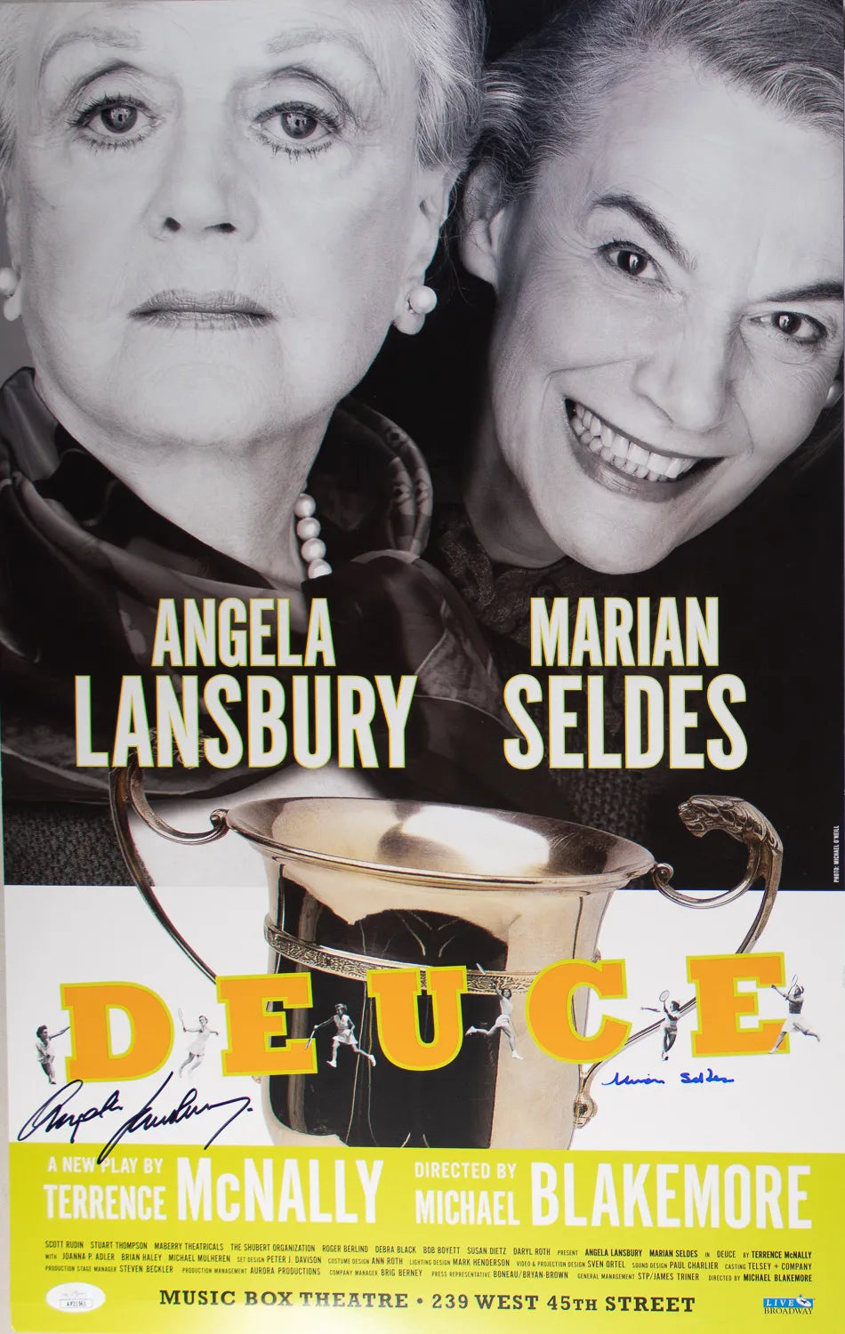 Angela Lansbury & Marian Seldes Signed (JSA COA) ‘Deuce’ 14×22 Broadway Poster