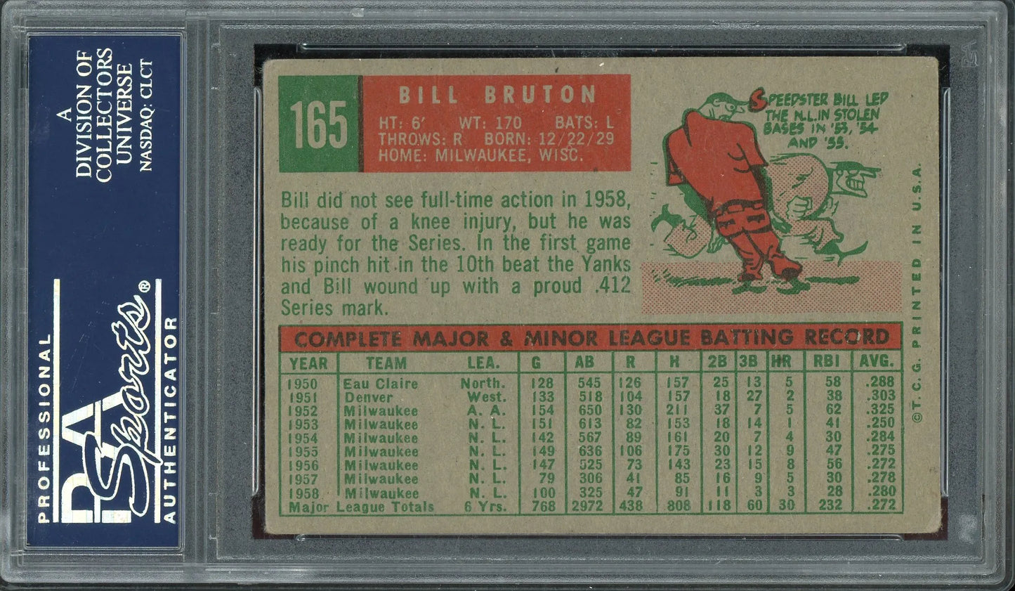 Bill Bruton Signed 1959 Topps #165 (PSA/DNA Encapsulated)