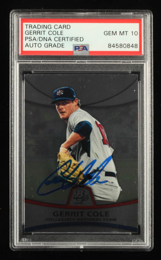 Gerrit Cole Signed 2010 Bowman Platinum Prospects #PP32 RC - Autograph graded PSA 10 - Rookie Card