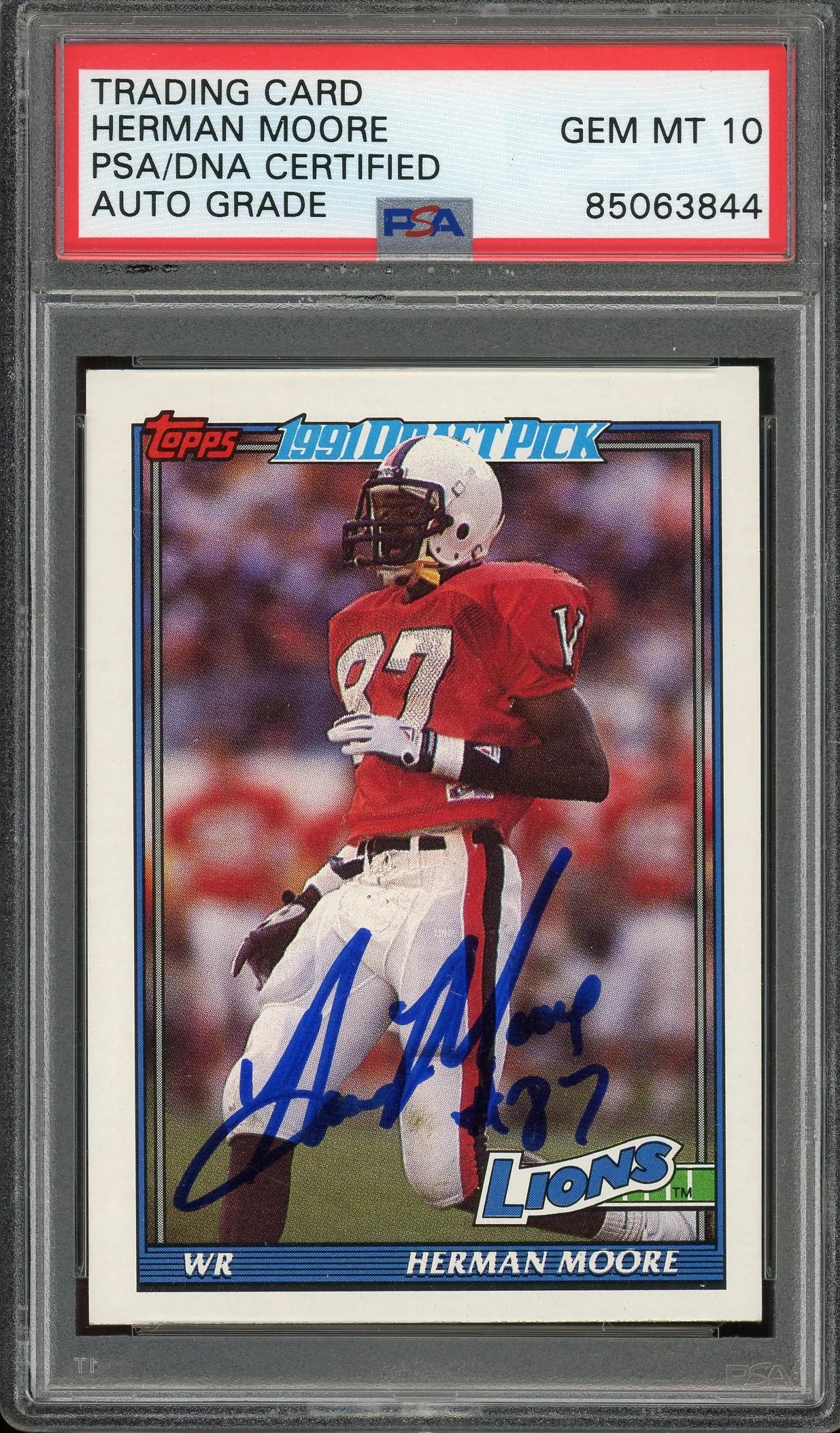 Herman Moore Signed 1991 Topps RC #397 – Auto Graded PSA 10 - Rookie Card