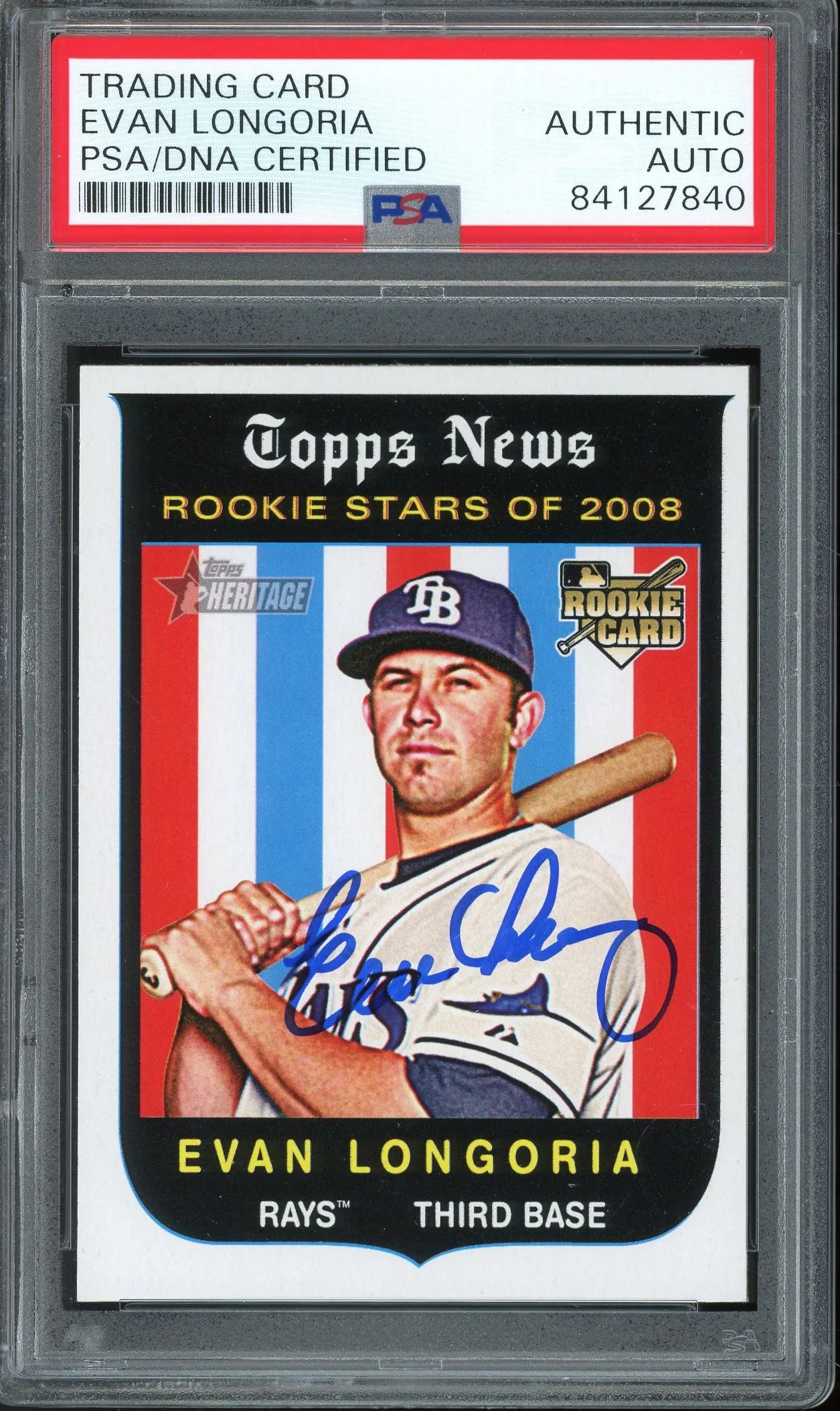 Evan Longoria Signed 2008 Topps Heritage Rookie Card #650 - PSA/DNA - RC