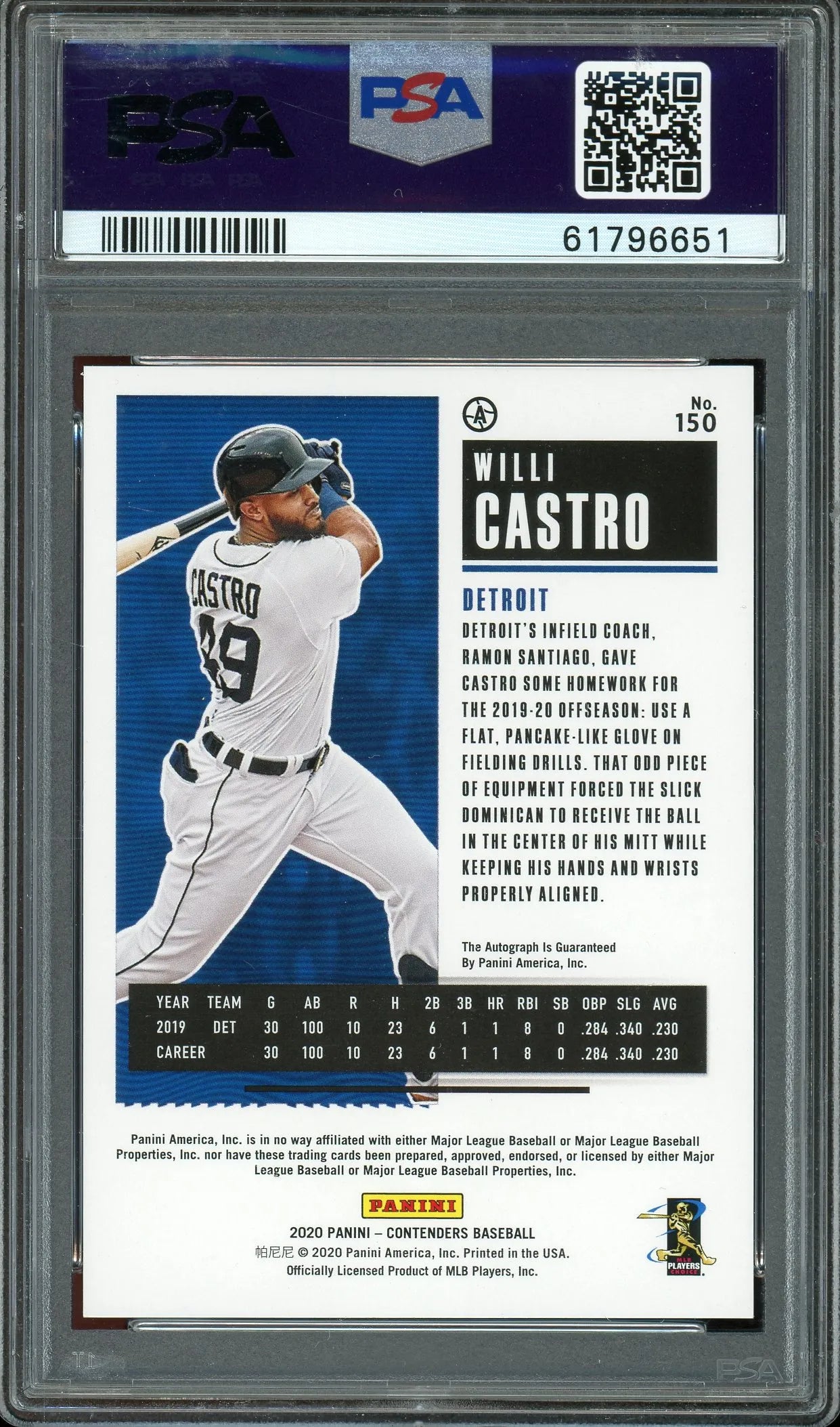 Willi Castro 2020 Panini Contenders Draft Ticket Blue Autograph #150A RC – #72 Of 99 – Graded Mint 9 (PSA) - Rookie Card