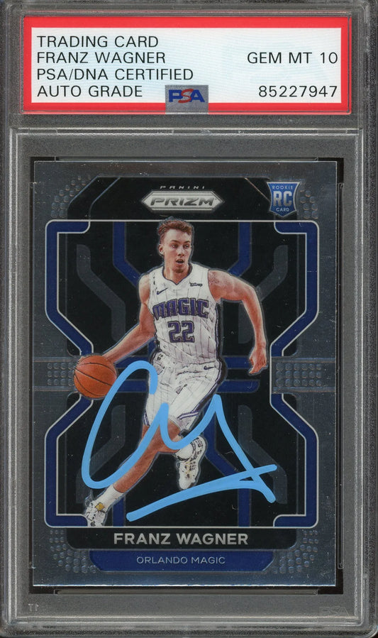 Franz Wagner Signed 2021 Panini Prizm Rookie Card #310 – Auto Gem Mint 10 (PSA/DNA) - RC