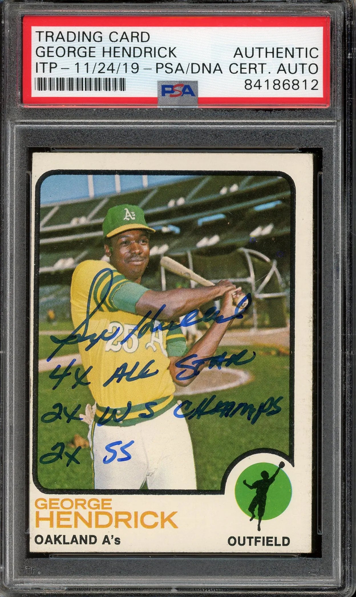 George Hendrick Signed and Inscribed 1973 Topps Card #13 (PSA/DNA ITP)