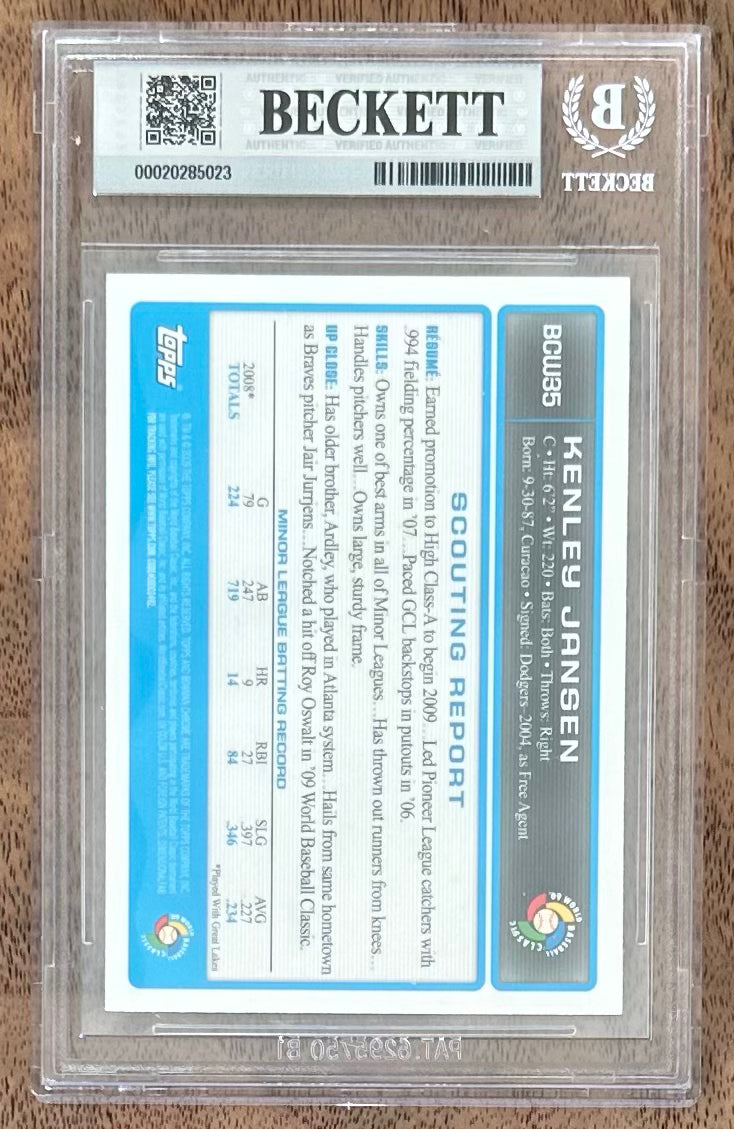 Kenley Jansen Signed 2009 Bowman Chrome Prospects WBC #BCW35 RC (BGS | Autograph Graded BGS 10) Rookie Card