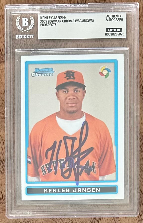 Kenley Jansen Signed 2009 Bowman Chrome Prospects WBC #BCW35 RC (BGS | Autograph Graded BGS 10) Rookie Card