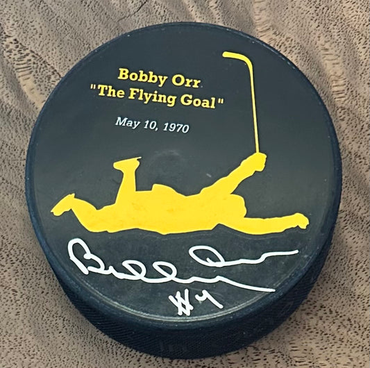 Bobby Orr Signed Bruins "The Flying Goal" Commemorative Puck (Orr) Official Bobby Orr Hologram & COA