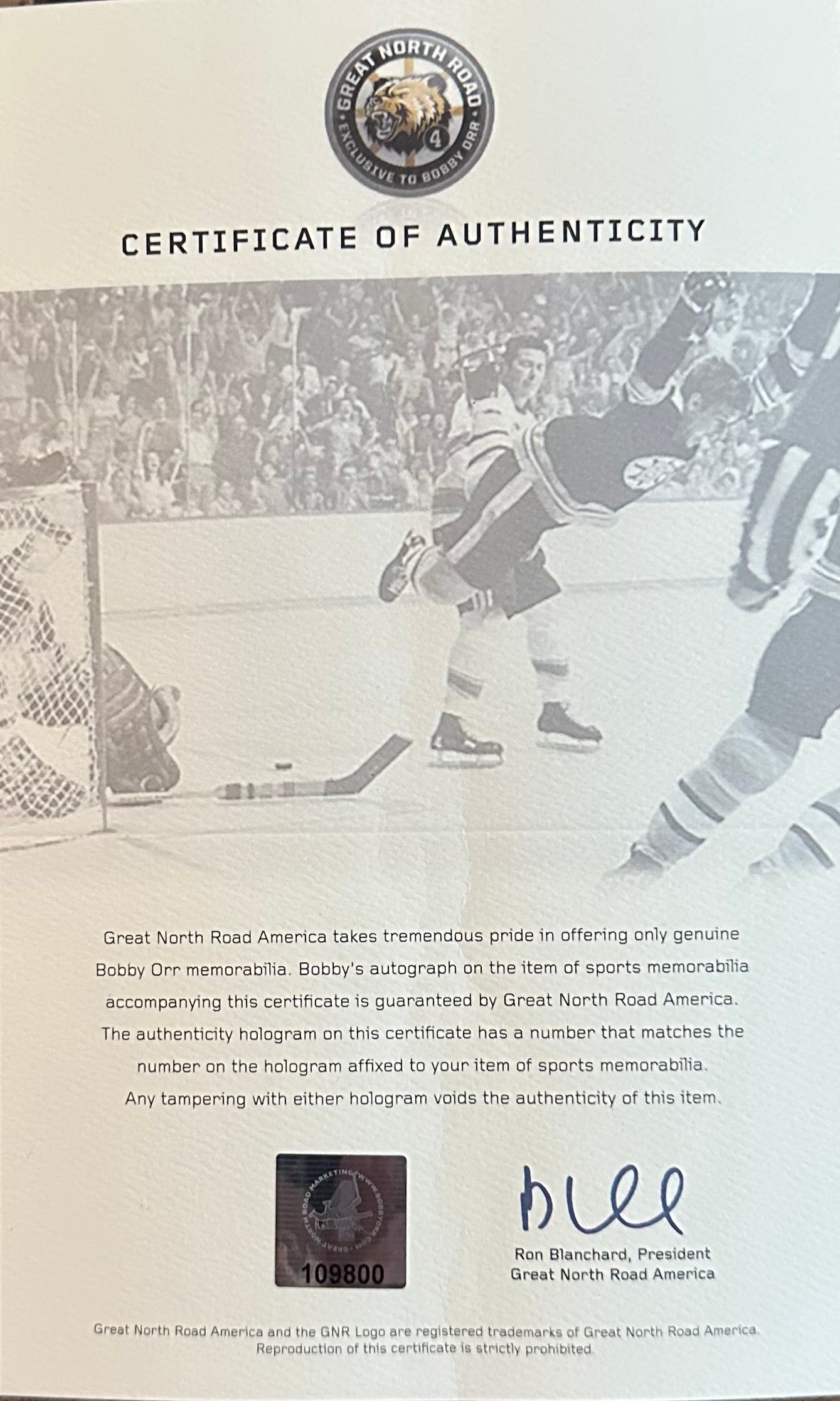 Bobby Orr Signed Bruins 16x20 Photo (Orr COA) Official Bobby Orr Hologram & COA