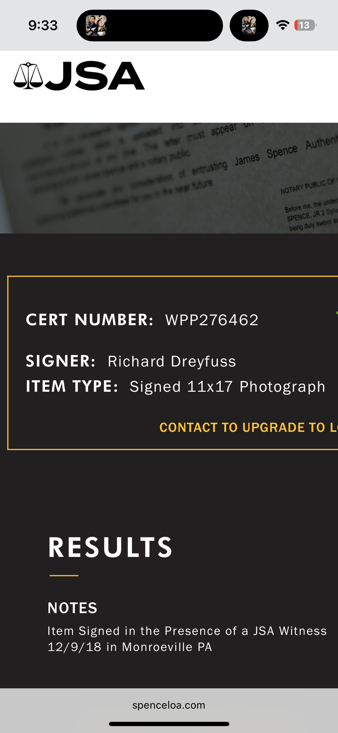 Richard Dreyfuss Signed (JSA) "Mr. Holland's Opus" 11x17 Photo - JSA Witnessed