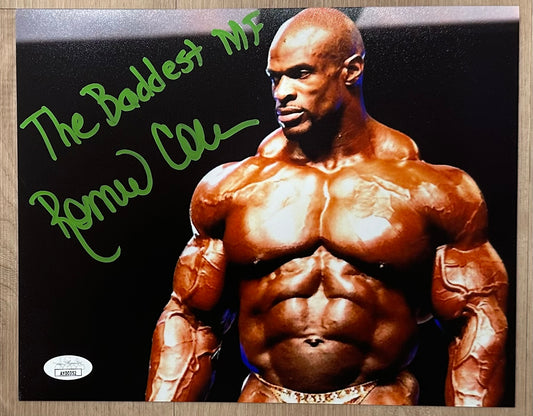 Ronnie Coleman Signed (JSA) 8x10 Photo Inscribed "The King"