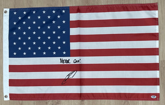 Robert O'Neill Signed 18x30 American Flag Inscribed "Never Quit!" (PSA) U.S. Navy SEAL Who Killed Osama Bin Laden