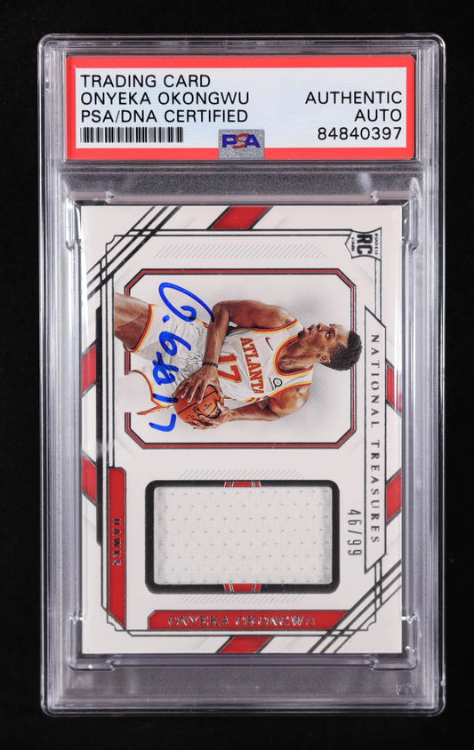 Onyeka Okongwu Signed 2020-21 Panini National Treasures Rookie Materials #13 #46/99 RC (PSA | Auto Grade PSA Authentic) Autograph Graded PSA Authentic | Rookie Card | Serially Numbered #46 / 99