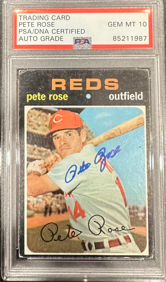 Pete Rose Signed 1971 Topps #100 - Autograph Graded PSA 10