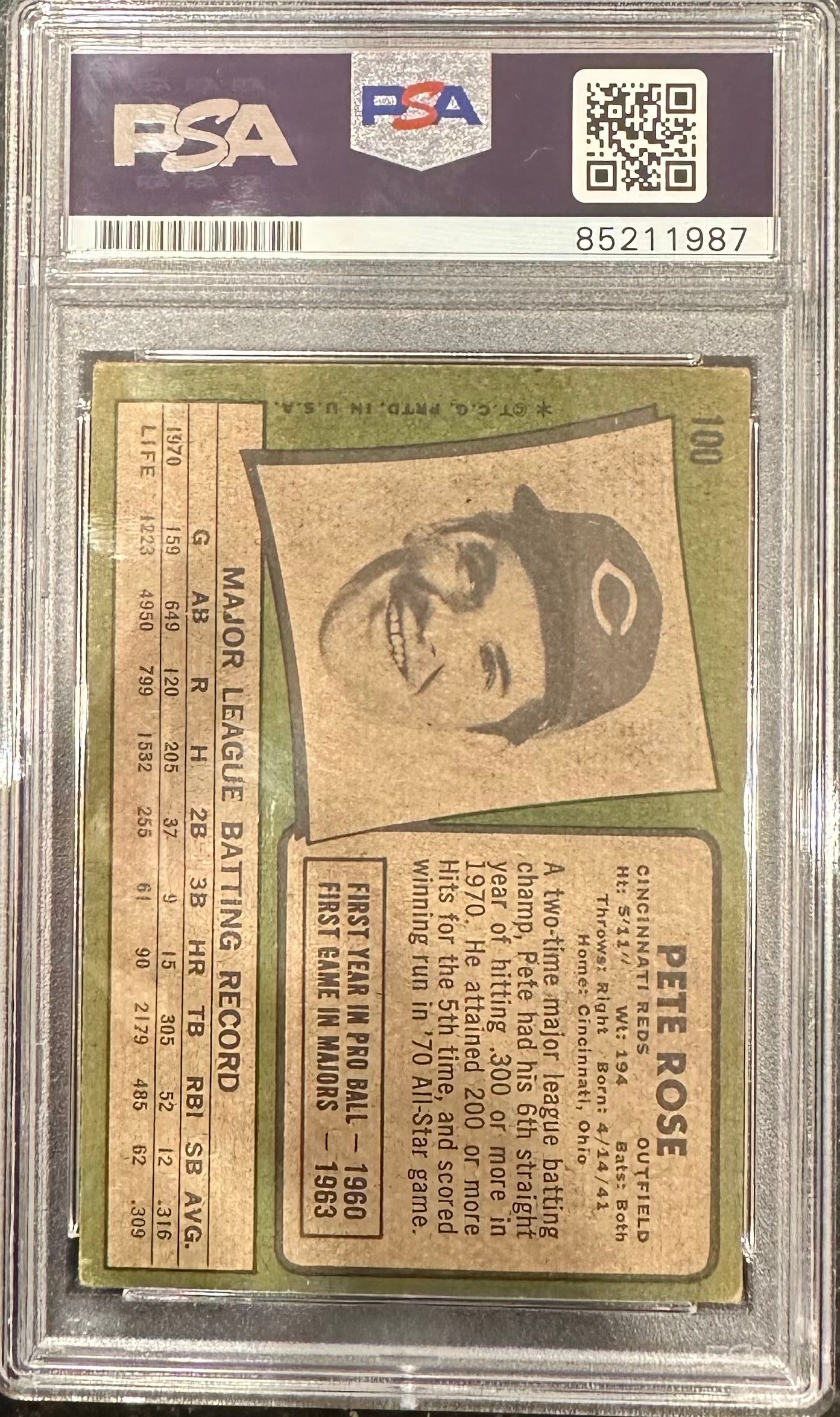 Pete Rose Signed 1971 Topps #100 - Autograph Graded PSA 10