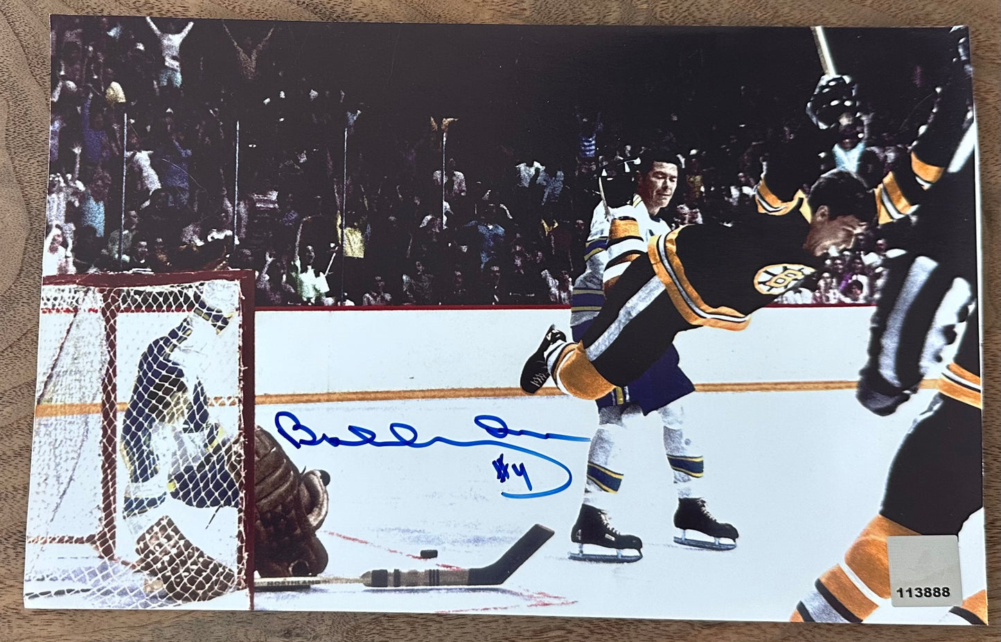 Bobby Orr Signed (Orr COA) Bruins "The Flying Goal" 7x11 Photo - Official Bobby Orr Hologram & COA
