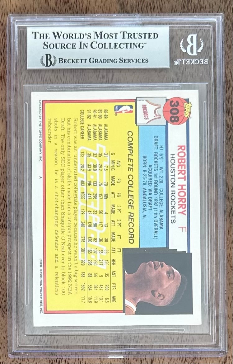 Robert Horry Signed 1992-93 Topps Gold #308 RC (BGS) Rookie Card | Beckett Witnessed