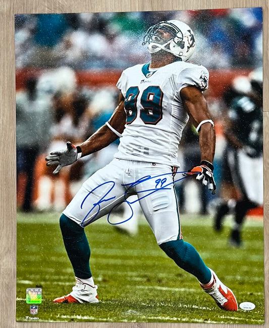 Jason Taylor Signed Dolphins 16x20 Photo (JSA) - JSA Witnessed COA