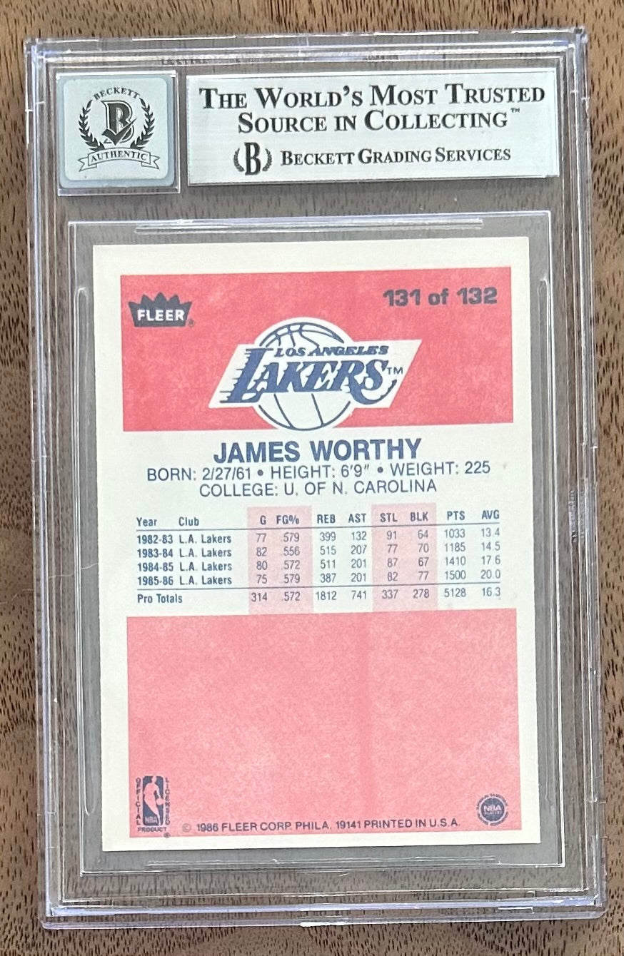 James Worthy Signed 1986-87 Fleer #131 RC Inscribed "HOF 2003" - Auto Graded (BGS) 10 - Rookie Card