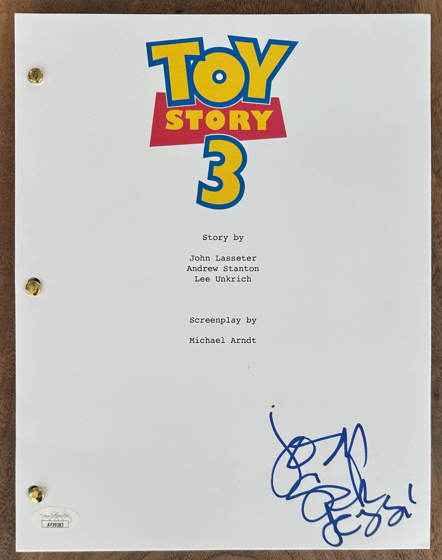 Joan Cusack Signed (JSA) "Toy Story 3" Movie Script - Jessie
