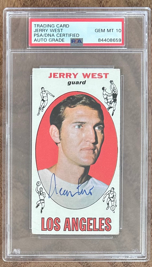 Jerry West Signed 1969-70 Topps #90 Basketball Card - Autograph Graded PSA 10