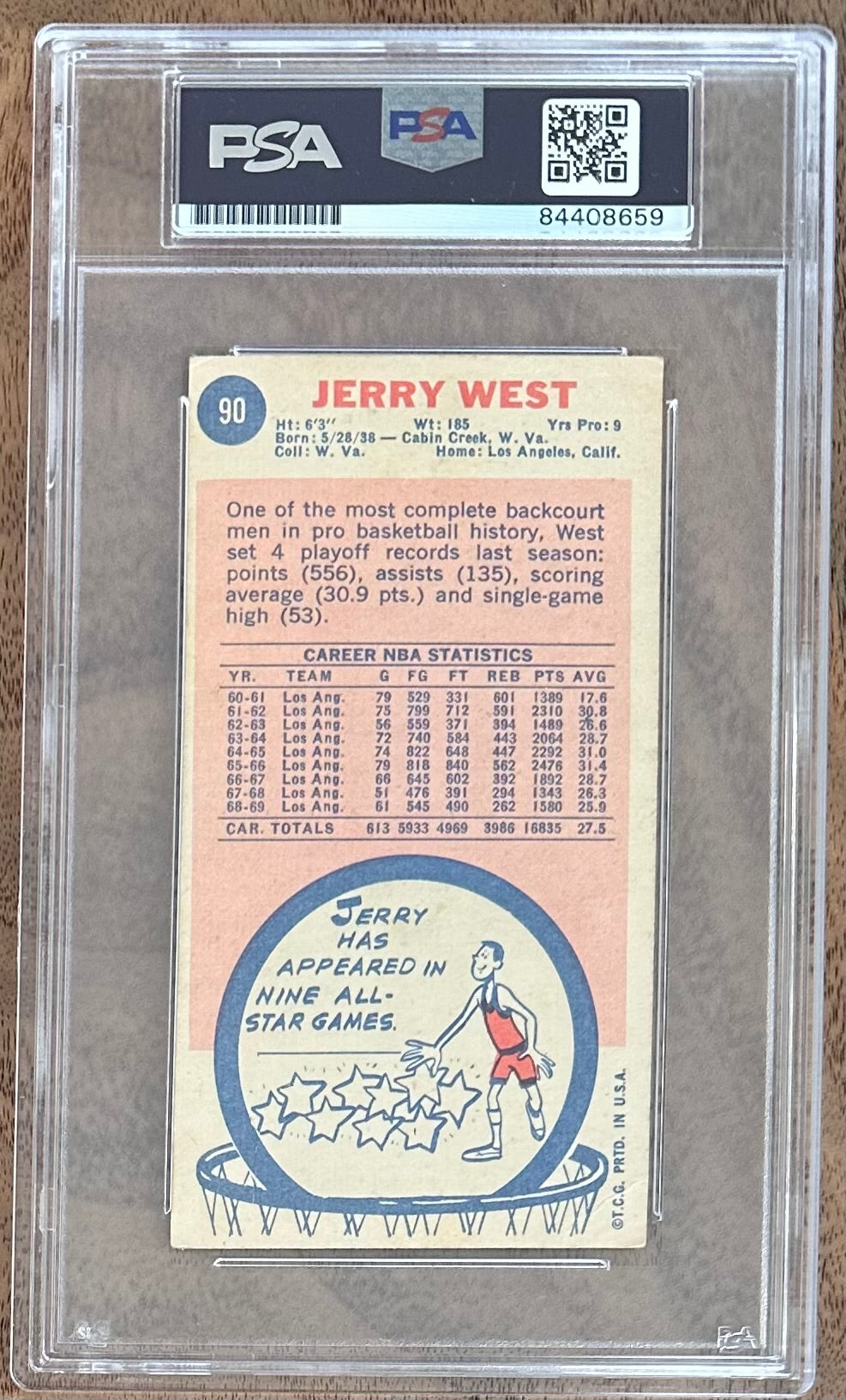 Jerry West Signed 1969-70 Topps #90 Basketball Card - Autograph Graded PSA 10