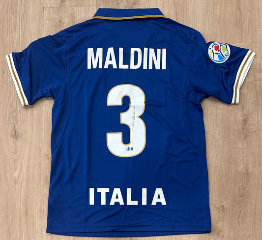 Paolo Maldini Signed (Beckett) Italy National Team Nike Authentic Jersey