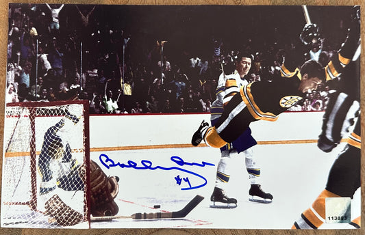 Bobby Orr Signed (Orr COA) Bruins "The Flying Goal" 7x11 Photo - Official Bobby Orr Hologram & COA