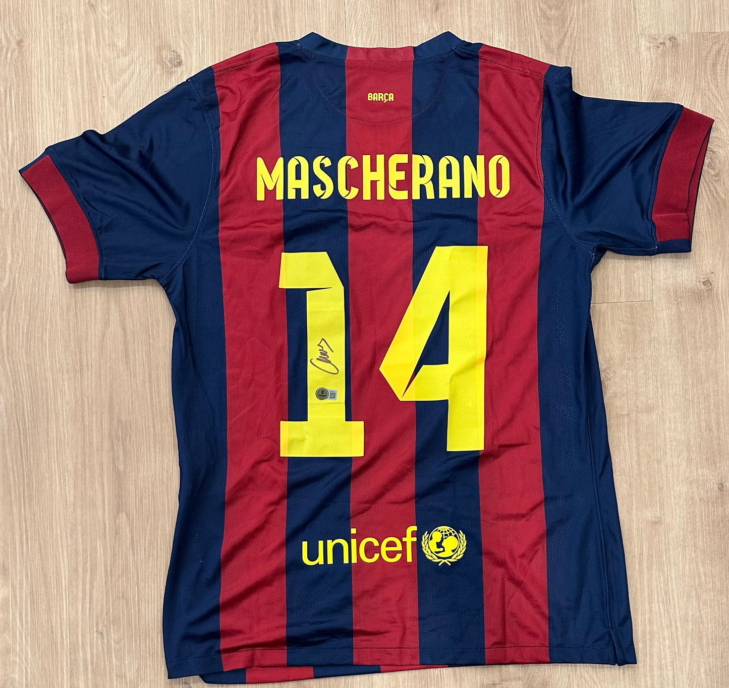 Javier Mascherano Signed (Beckett) Barcelona Nike Authentic Jersey