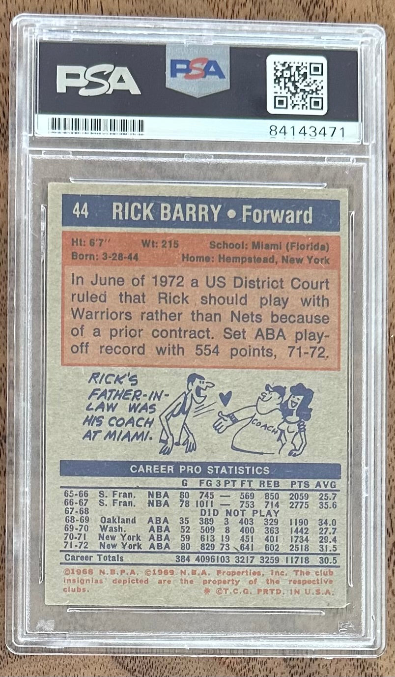 Rick Barry “1975 NBA Champ, TOP 50, HOF 1987” Signed 1972 Topps Card #44 - PSA/DNA