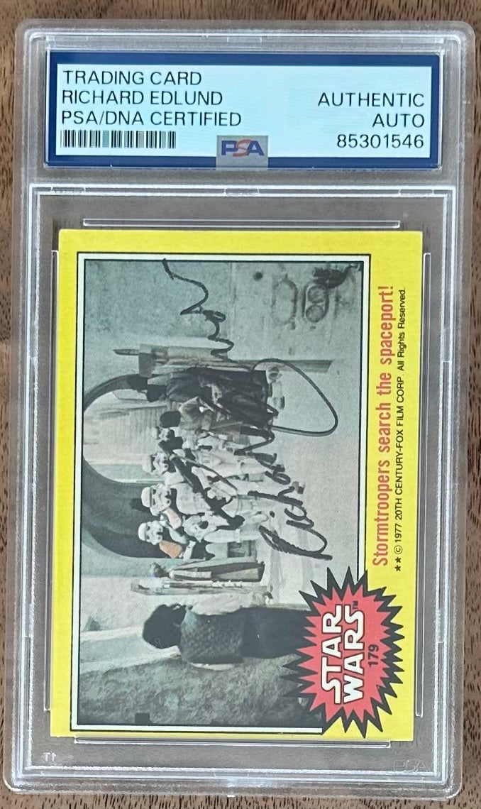 Richard Edlund Signed 1977 Topps Star Wars #179 Stormtroopers Search the Spaceport (PSA) VFX Artist