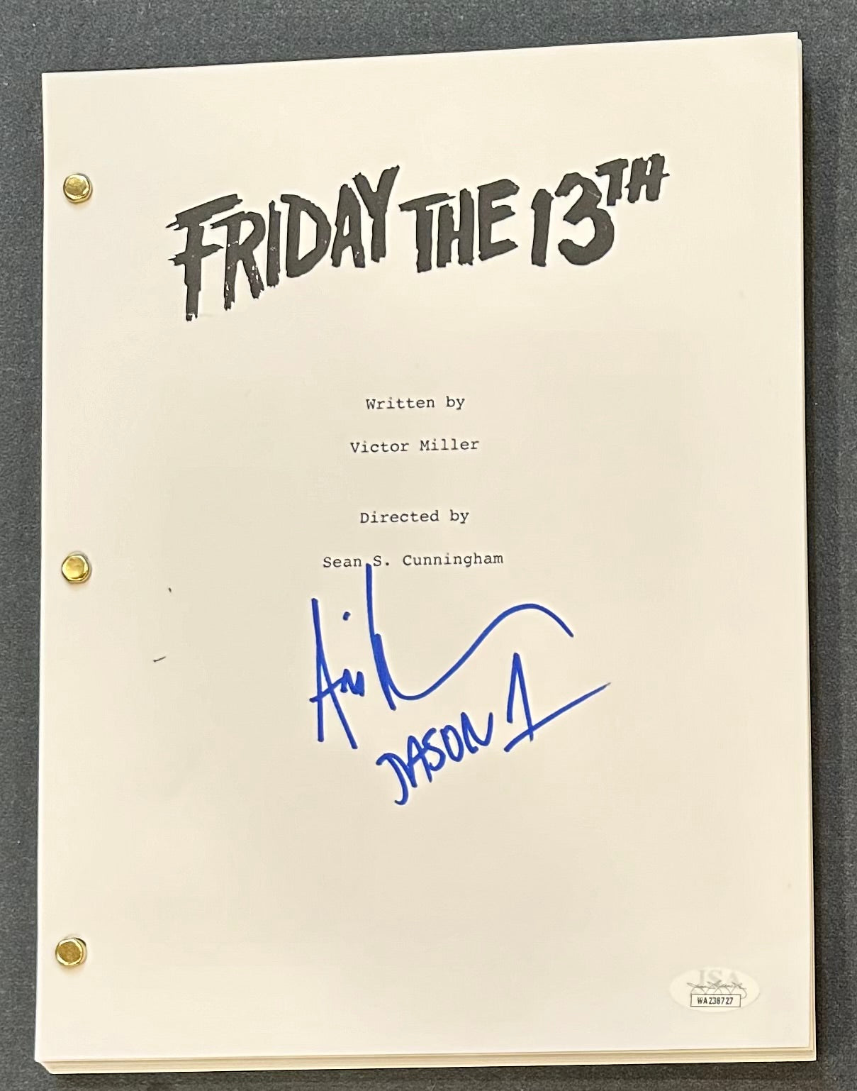 Ari Lehman Signed "Friday the 13th" Movie Script Inscribed "Jason 1" (JSA) JSA Witnessed