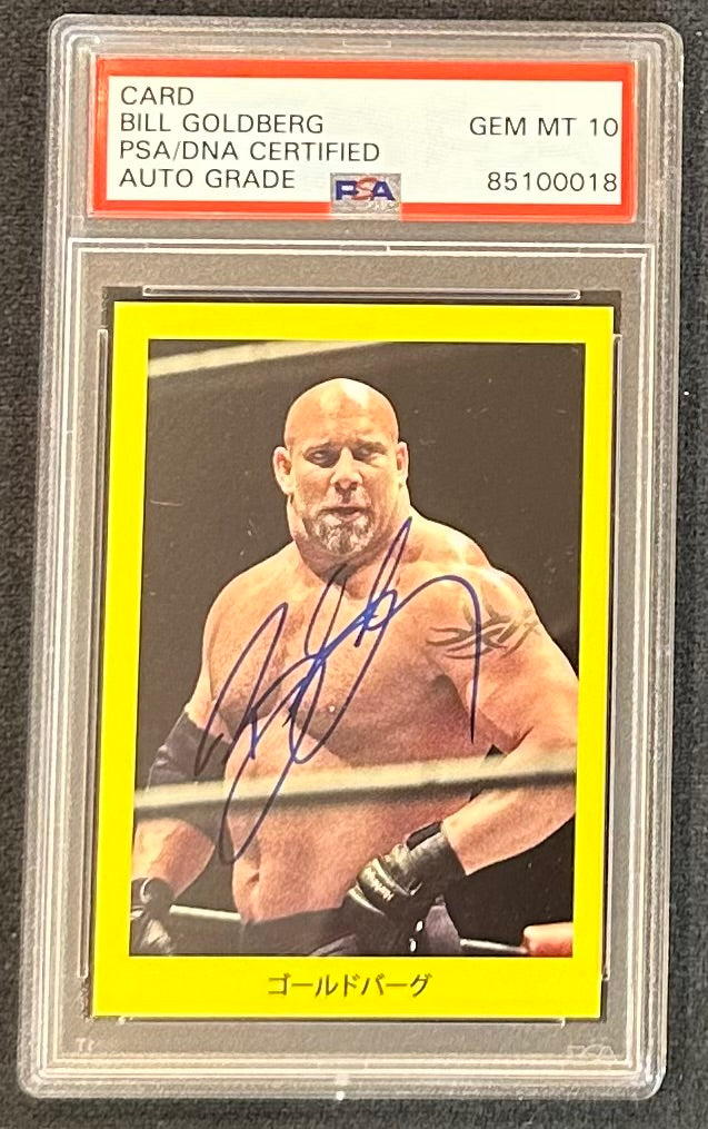 Bill Goldberg Signed 1997 WWF Japanese Trivia Card RC (PSA | Autograph Graded PSA 10) - Rookie Card