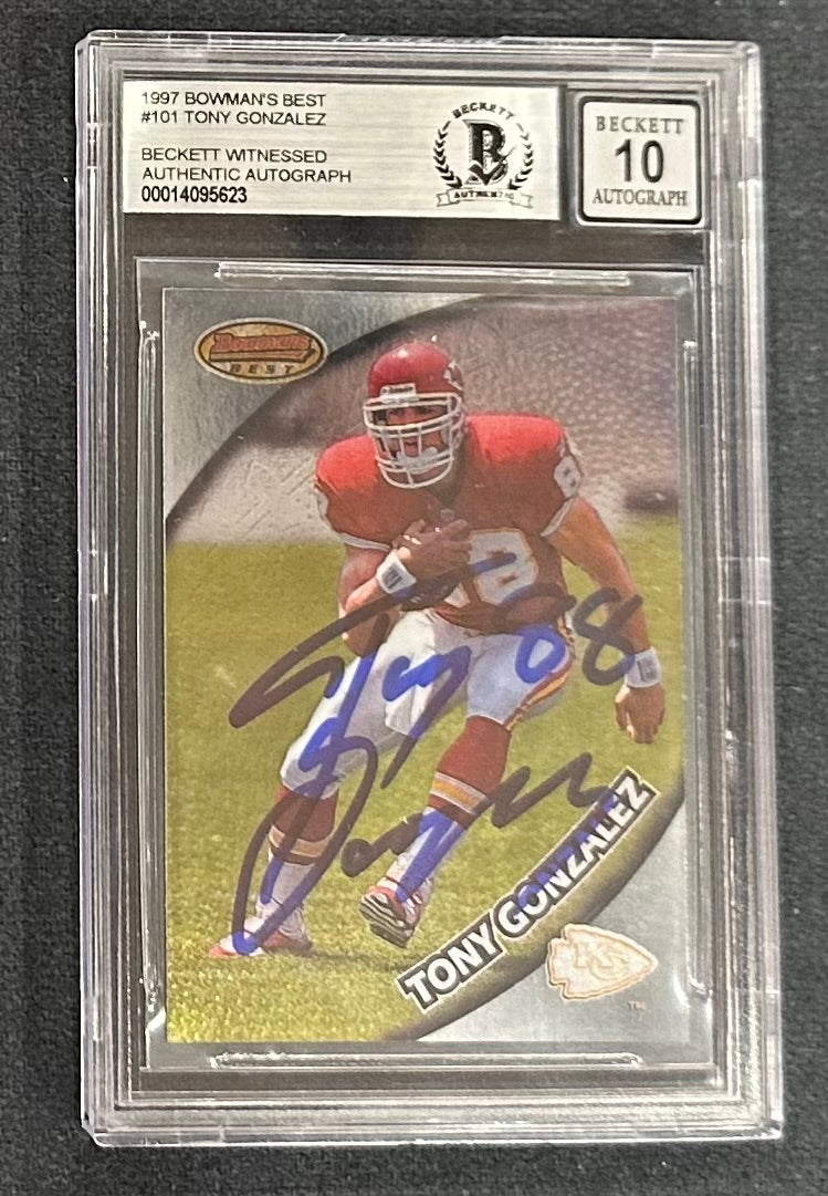 Tony Gonzalez Signed 1997 Bowman’s Best RC #101- Auto Graded Gem Mint 10 (BAS) - Rookie Card