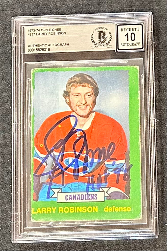 Larry Robinson Signed 1973-74 O-Pee-Chee #237 RC Inscribed "HOF 98" (BGS) - Rookie Card