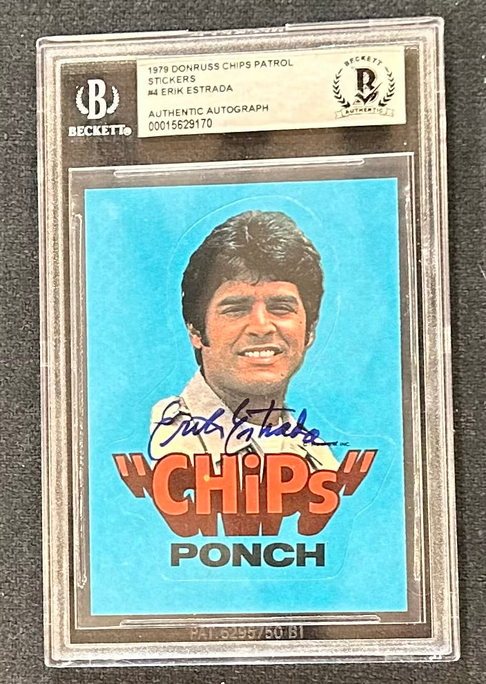 Erik Estrada Signed 1979 Donruss CHiPs Patrol Stickers Collectible Card