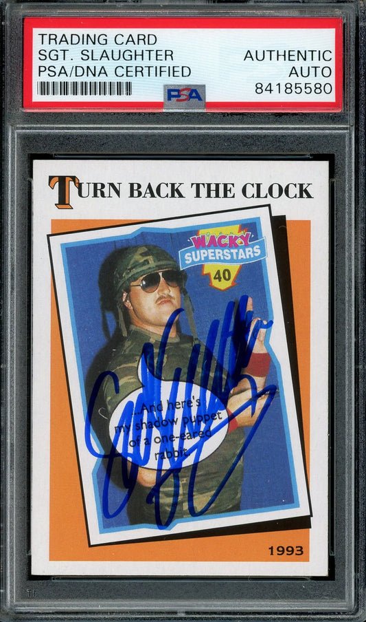 Sgt. Slaughter Signed 2016 Topps WWE Turn Back The Clock Card #12- PSA/DNA