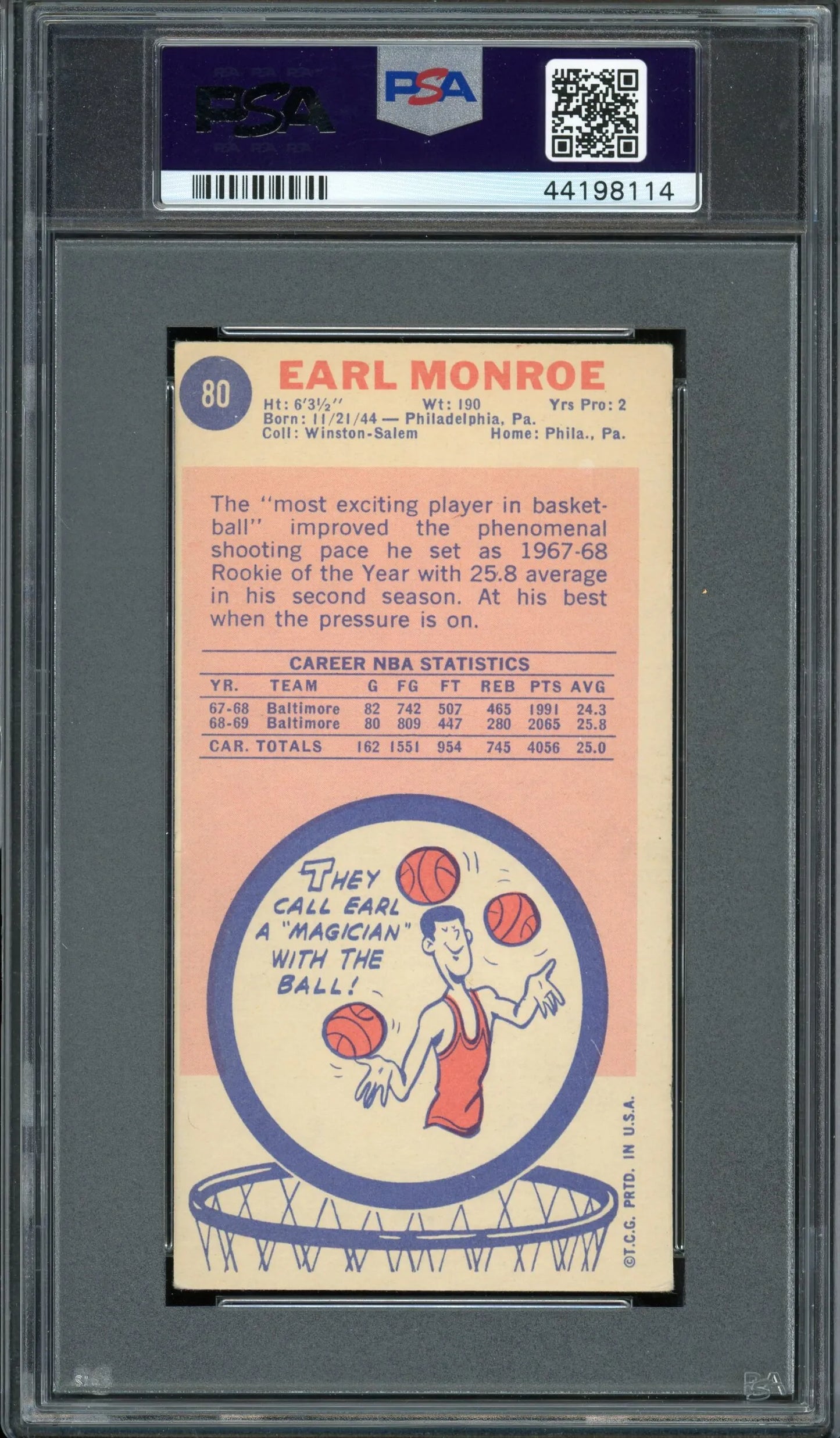 Earl Monroe ‘HOF 1990’ Signed 1969 Topps Rookie Card #80 – PSA Authentic with Auto 10 (PSA/DNA) - RC