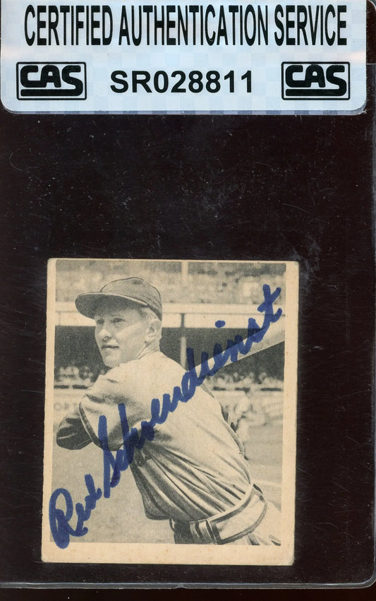 Red Schoendienst Signed 1948 Bowman Rookie Card #38- CAS Authentic - RC