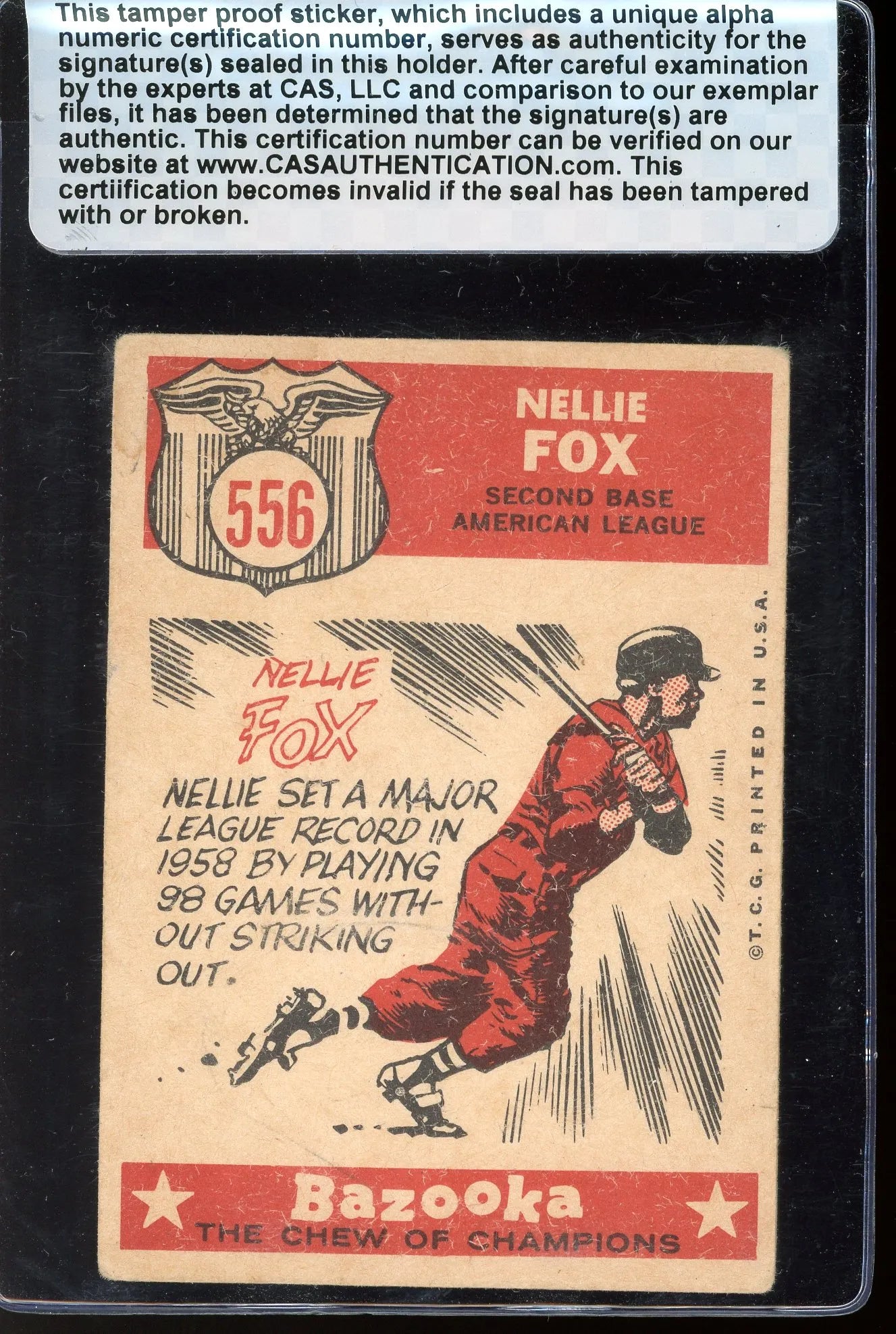 Nellie Fox Signed 1959 Topps All-Star Card #556- CAS Authentic
