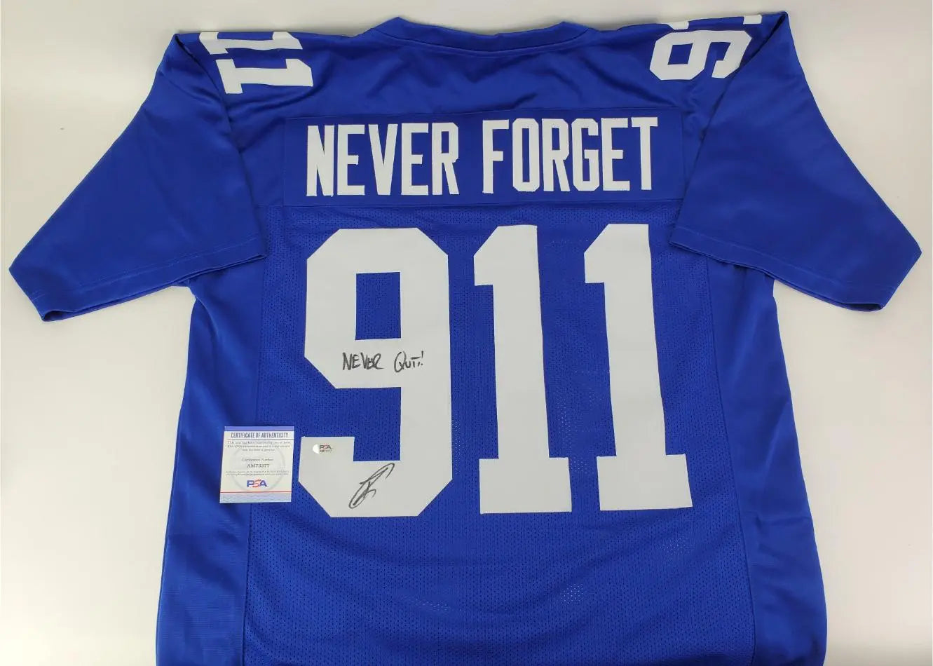 Robert O’Neill “Never Quit!” Signed (PSA) New York Giants ‘Never Forget’ Custom Jersey (PSA/DNA ITP COA)