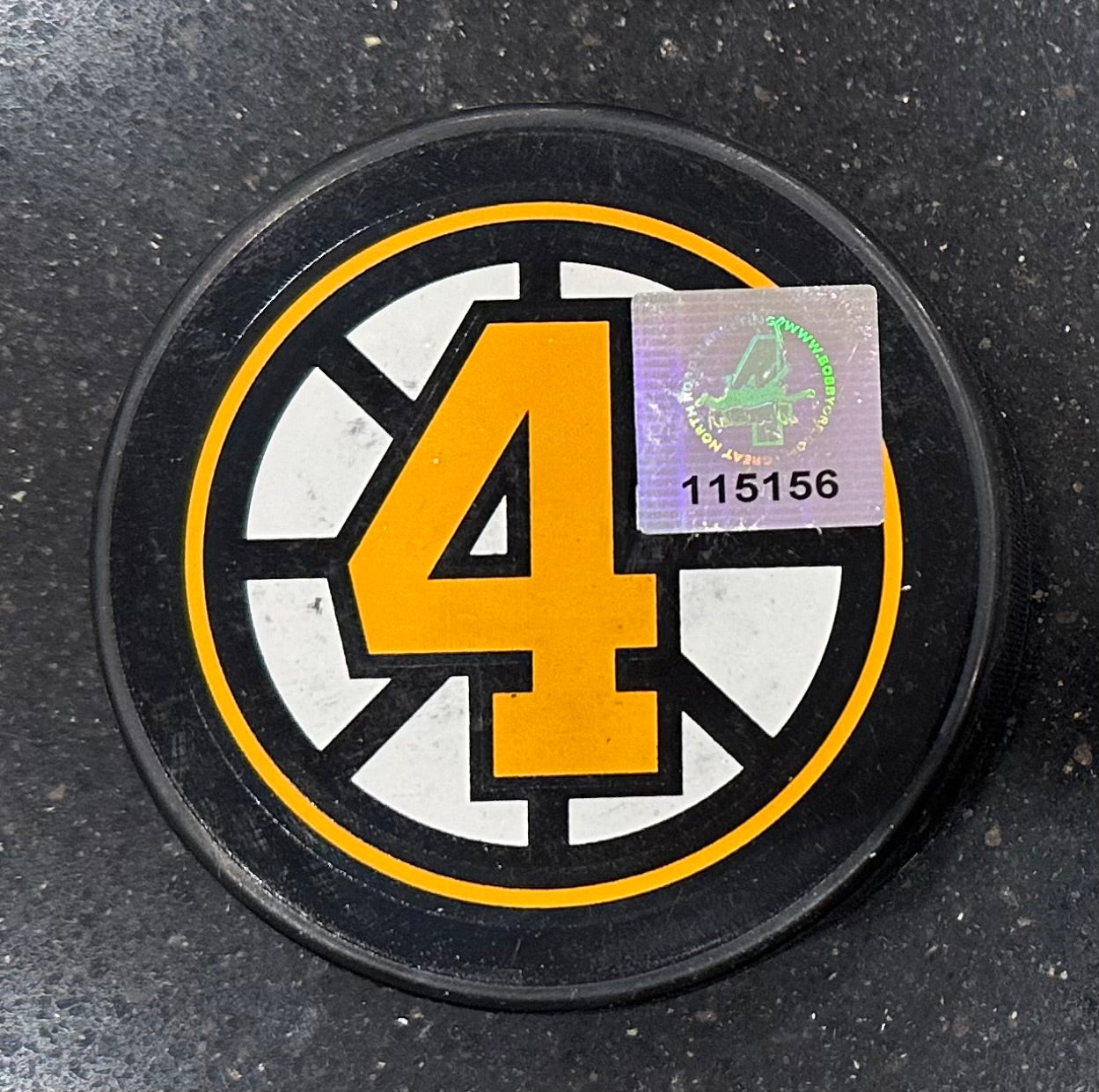 Bobby Orr Signed Bruins "The Flying Goal" Commemorative Puck (Orr) Official Bobby Orr Hologram & COA