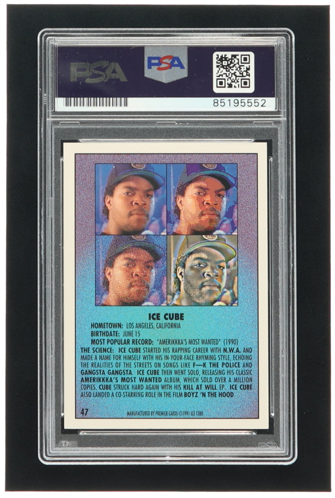 Ice Cube Signed 1991 Premier Rap Pack #47 RC (PSA) - Rookie Card