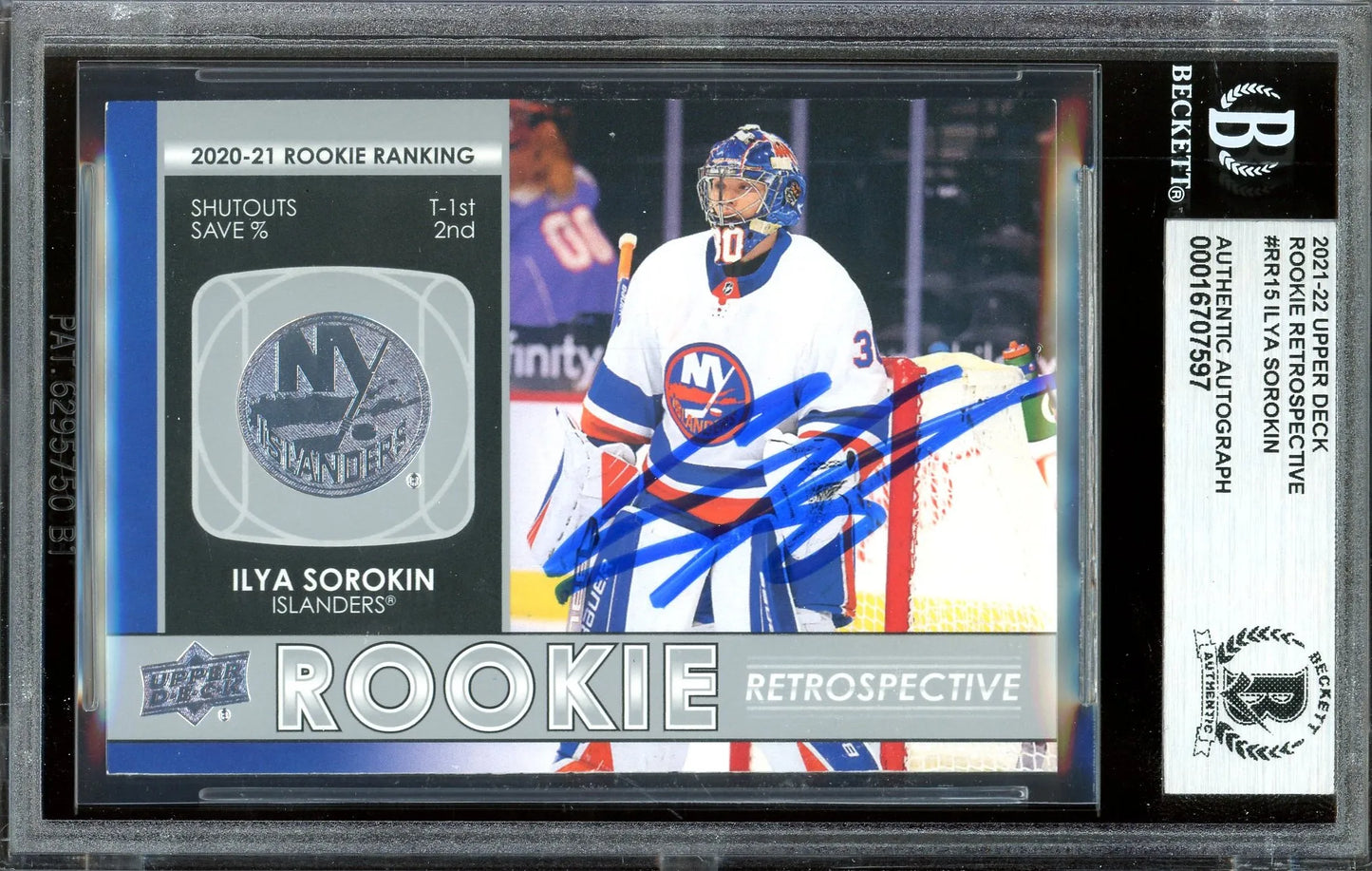 Ilya Sorokin Signed 2021 Upper Deck Rookie Retrospective Card #RR15 (BAS) - RC