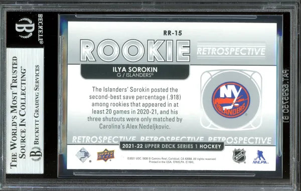 Ilya Sorokin Signed 2021 Upper Deck Rookie Retrospective Card #RR15 (BAS) - RC