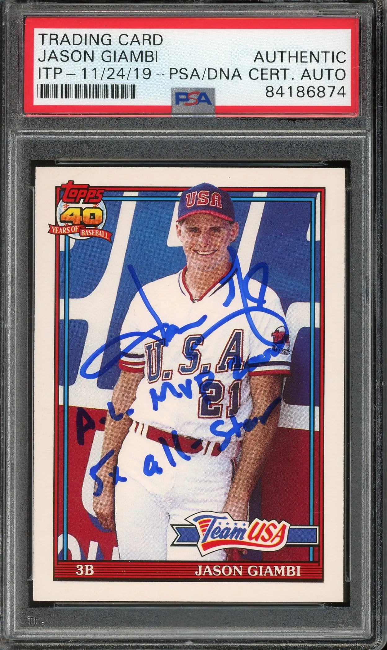 Jason Giambi “A.L. MVP 2000, 5X All-Star” Signed 1991 Topps Traded Rookie Card #45 - PSA/DNA ITP - RC