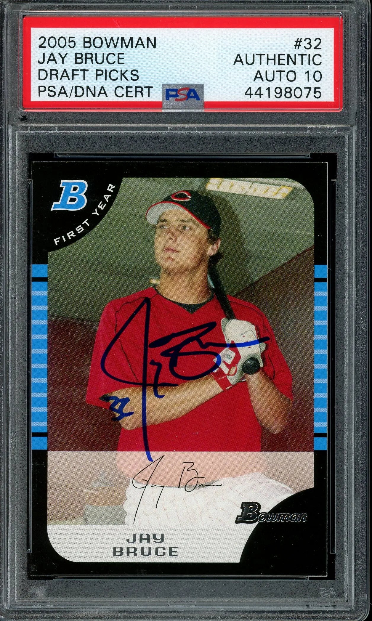 Jay Bruce Signed 2005 Bowman Draft Picks First Year Rookie Card #32- PSA/DNA w/10 Auto - RC