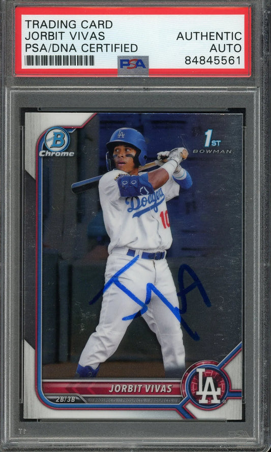 Jorbit Vivas Signed 2022 Bowman Chrome Prospects 1st Bowman Card #24 RC (PSA/DNA) - Rookie Card