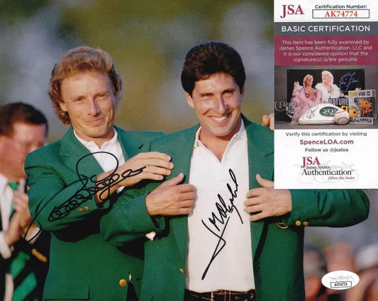 Jose Maria Olazabal and Bernhard Langer Signed (JSA COA) The Masters 1994 8×10 Photo